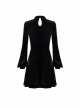 Lace Heart-Shaped Hollow Lace-Up Waist Long Sleeves Black Gothic Dress