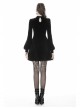 Lace Heart-Shaped Hollow Lace-Up Waist Long Sleeves Black Gothic Dress