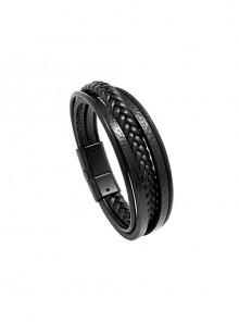 Simple Multi-Layer Braided Magnetic Buckle Men's All-Match Leather Bracelet