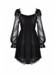 Black Elegant Lace Long Sleeves High Waisted Midi Gothic Dress