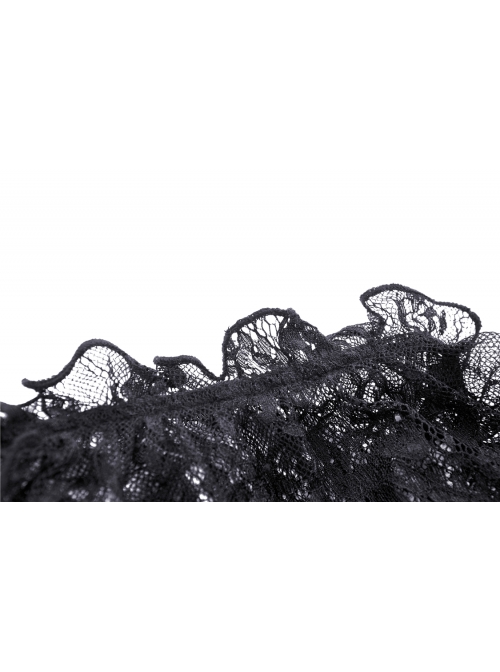 Black Elegant Lace Long Sleeves High Waisted Midi Gothic Dress