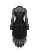 Lace Long Sleeves Chest Hollow High Waisted Rear Long Hem Black Gothic Dress