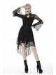 Lace Long Sleeves Chest Hollow High Waisted Rear Long Hem Black Gothic Dress
