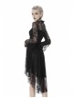 Lace Long Sleeves Chest Hollow High Waisted Rear Long Hem Black Gothic Dress
