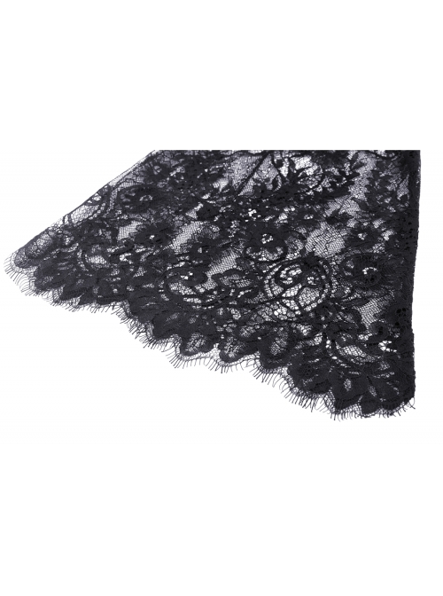 Lace Long Sleeves Chest Hollow High Waisted Rear Long Hem Black Gothic Dress