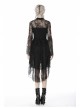 Lace Long Sleeves Chest Hollow High Waisted Rear Long Hem Black Gothic Dress