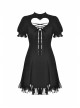 Black Lolita Heart-Shaped Hollow Chest Lace-Up Short Sleeves Gothic Dress