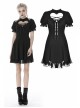 Black Lolita Heart-Shaped Hollow Chest Lace-Up Short Sleeves Gothic Dress