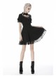 Black Lolita Heart-Shaped Hollow Chest Lace-Up Short Sleeves Gothic Dress