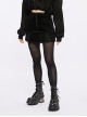 Micro Stretch Black Woven Side Slit Lace Crescent Pendant Zippered Punk Skirt