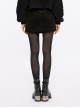 Micro Stretch Black Woven Side Slit Lace Crescent Pendant Zippered Punk Skirt