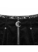 Micro Stretch Black Woven Side Slit Lace Crescent Pendant Zippered Punk Skirt