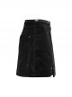 Micro Stretch Black Woven Side Slit Lace Crescent Pendant Zippered Punk Skirt