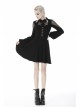 Fishnet Long Sleeves Button High Waisted Black Daily Punk Dress