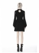 Fishnet Long Sleeves Button High Waisted Black Daily Punk Dress