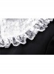 Black Lolita White Collar Cross Short Sleeves Rear Long Hem Gothic Dress