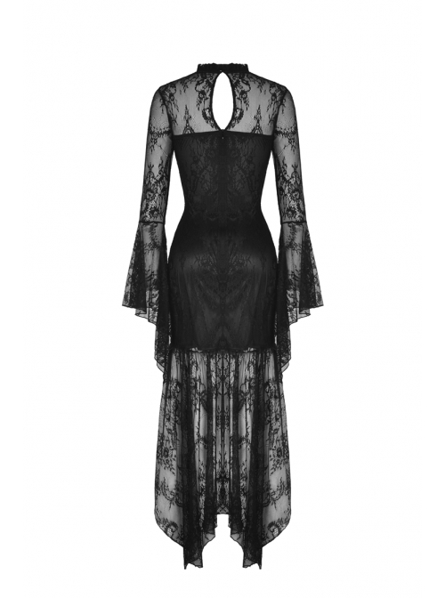 knee length dresses for ladies Lisa Frankenstein Misty Women Black Lace Long-sleeved Dress Party Carnival  Halloween Cosplay Costume main image 1