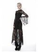 Lace Long Sleeves High Waisted Asymmetrical Hem Long Black Gothic Dress