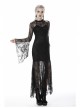 Lace Long Sleeves High Waisted Asymmetrical Hem Long Black Gothic Dress