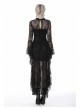 Lace Long Sleeves High Waisted Asymmetrical Hem Long Black Gothic Dress