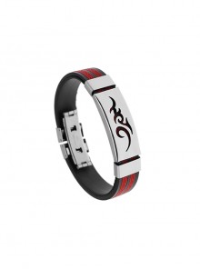 Personalized Stainless Steel Flame Pattern Men's Silicone Bracelet
