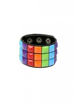 Colorful Adjustable Personalized Square Stud Punk Style Men's Leather Bracelet