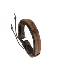 Brown Adjustable Vintage Simple Handwoven Unisex Leather Bracelet