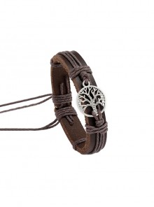 Personalized Creative Tree Of Life Handwoven Unisex Leather Bracelet