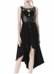 Leather Bandage Metal Moon Pendant Lace-Up Waist Long Fishtail Punk Dress