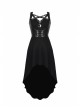 Leather Bandage Metal Moon Pendant Lace-Up Waist Long Fishtail Punk Dress