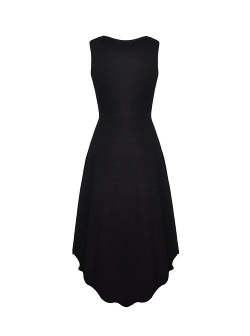 Leather Bandage Metal Moon Pendant Lace-Up Waist Long Fishtail Punk Dress