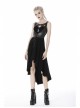 Leather Bandage Metal Moon Pendant Lace-Up Waist Long Fishtail Punk Dress