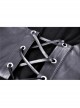 Leather Bandage Metal Moon Pendant Lace-Up Waist Long Fishtail Punk Dress