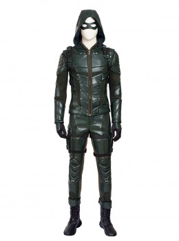 Arrow Season 5 Oliver Queen Halloween Cosplay Costume Green Leather Clothing Full Set Without Boots