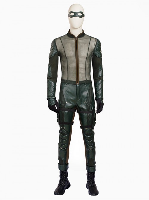 Arrow Season 5 Oliver Queen Halloween Cosplay Costume Green Leather Clothing Full Set Without Boots