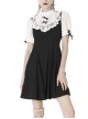 Black Lolita Lace Bow Short Sleeves Midi Gothic Dress