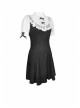 Black Lolita Lace Bow Short Sleeves Midi Gothic Dress