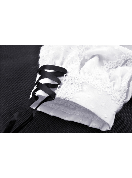 Black Lolita Lace Bow Short Sleeves Midi Gothic Dress