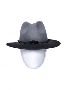 Black And Gray Gradient Faux Fur Retro Delicate Lace Gothic Hat