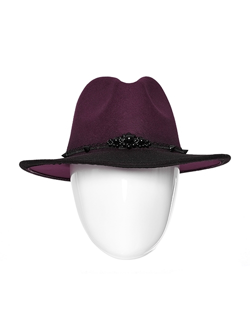 Black And Red Gradient Faux Fur Retro Delicate Lace Gothic Hat