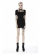 Chest Bandage Short Sleeve Split Hem Black Tight Punk Dress