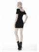 Chest Bandage Short Sleeve Split Hem Black Tight Punk Dress