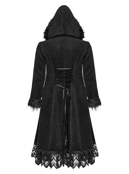 Gorgeous Black Micro-Elastic Imitation Cashmere Stitching Lace Gothic Temperament Jacket