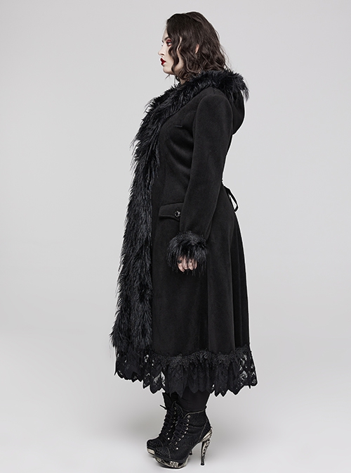 Gorgeous Black Micro-Elastic Imitation Cashmere Stitching Lace Gothic Temperament Jacket