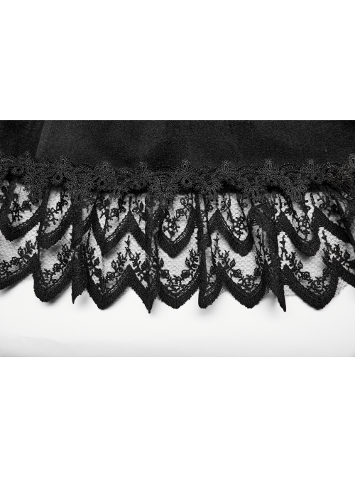 Gorgeous Black Micro-Elastic Imitation Cashmere Stitching Lace Gothic Temperament Jacket
