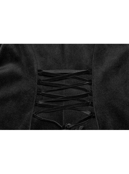 Gorgeous Black Micro-Elastic Imitation Cashmere Stitching Lace Gothic Temperament Jacket