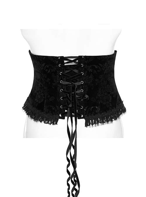 String Adjustable Black Printed Zipper Symmetrical Lace Gothic Gorgeous Corset