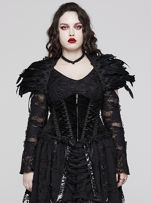 String Adjustable Black Printed Zipper Symmetrical Lace Gothic Gorgeous Corset