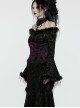 Black Purple String Adjustable Printed Zipper Symmetrical Lace Gothic Gorgeous Corset