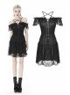 Lace Star-Line Straps Short Sleeves Black Gothic Dress